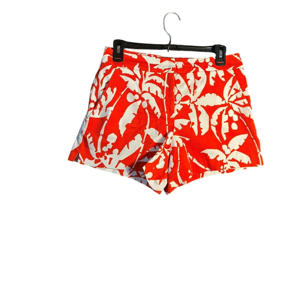trina turk shorts size 2 ORANGE WITH WHITE PALMS TREE
